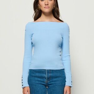 Nation LTD Baby Blue Off-Shoulder Top